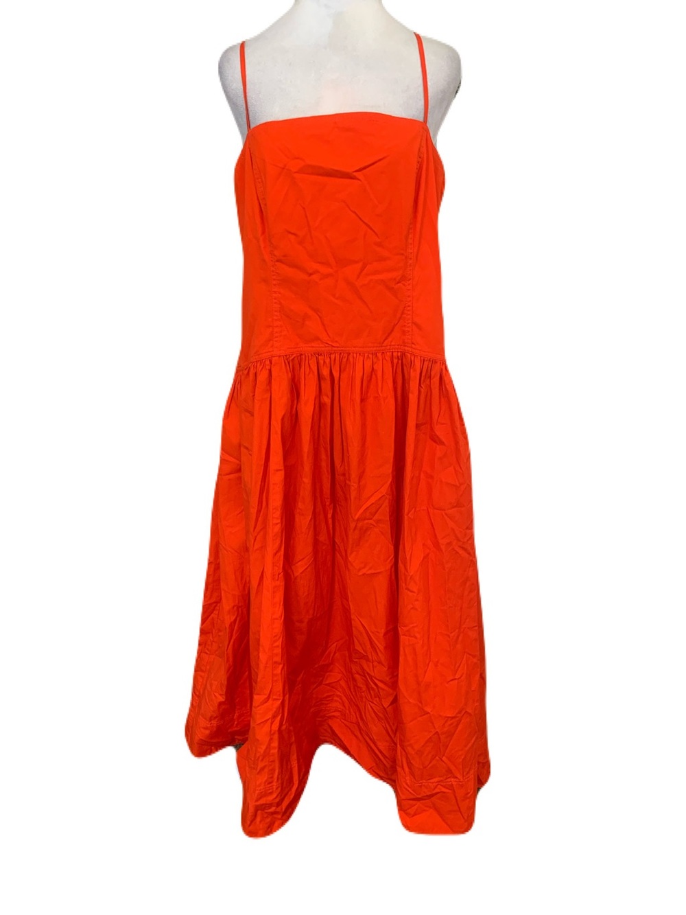 Madewell Women’s 14 Vibrant Orange Cotton Open Back Poplin Maxi Dress Summer